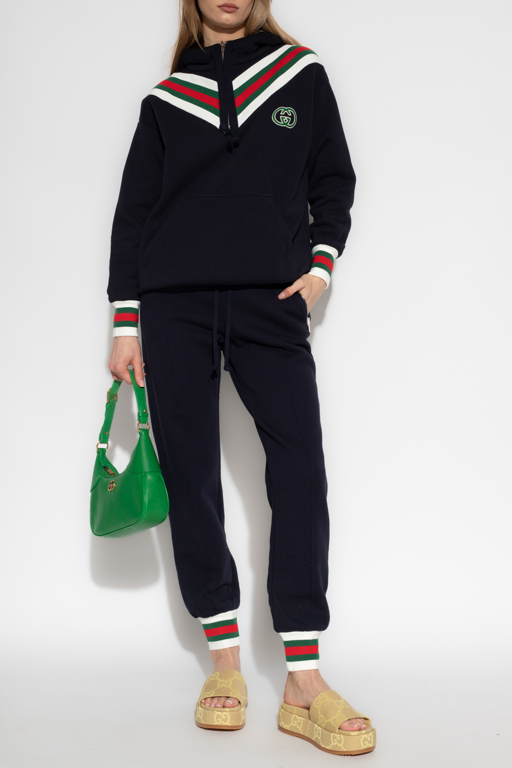 Gucci Navy & White on sale Zip-Up Sweater